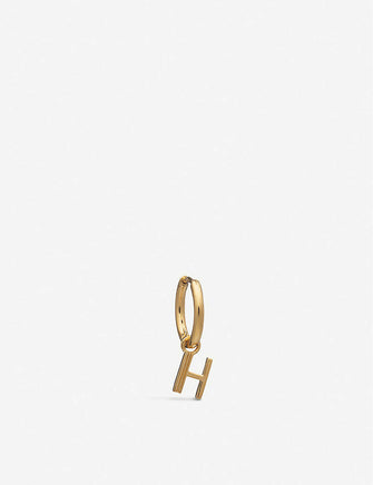 H initial 22ct gold-plated vermeil sterling silver hoop