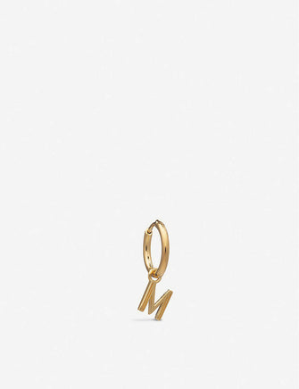 M initial 22ct gold-plated vermeil sterling silver hoop
