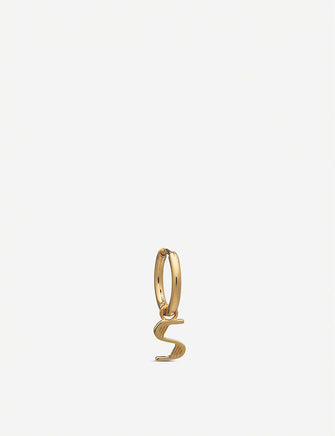 S initial 22ct gold-plated vermeil sterling silver hoop
