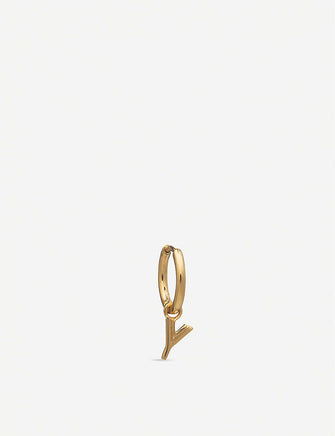Y initial 22ct yellow gold-plated sterling-silver hoop earring