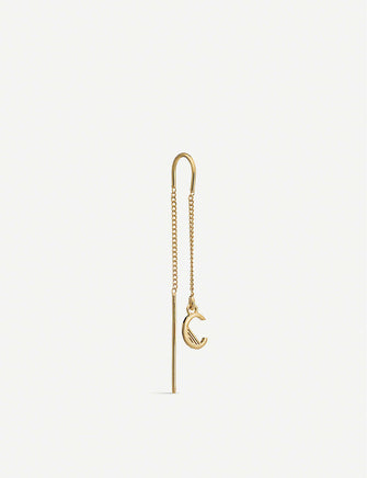 C initial 22ct yellow gold-plated sterling-silver threader earring