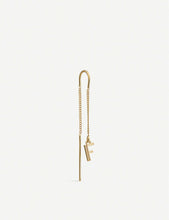 F initial 22ct yellow gold-plated sterling-silver threader earring