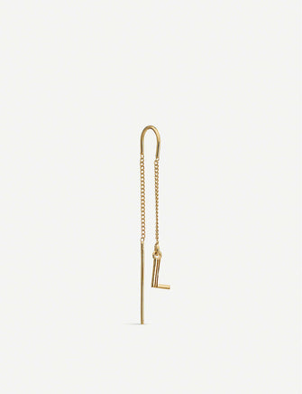 L initial 22ct yellow gold-plated sterling-silver threader earring