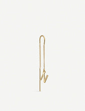 N initial 22ct gold-plated sterling silver threader earring