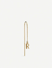 R initial 22ct gold-plated sterling silver threader earring