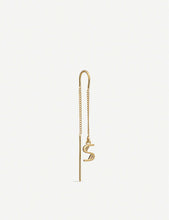 S initial 22ct gold-plated sterling silver threader earring