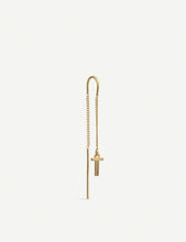 T initial 22ct gold-plated sterling silver threader earring