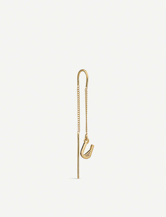 U initial 22ct gold-plated sterling silver threader earring