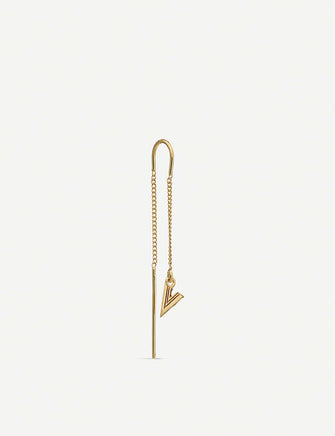 V initial 22ct gold-plated sterling silver threader earring