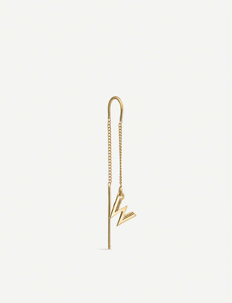 W initial 22ct gold-plated sterling silver threader earring