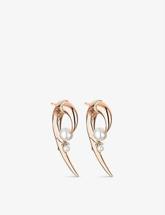 Cherry Blossom rose gold-plated vermeil silver and pearl earrings