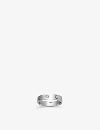 Mini LOVE 18ct white gold and diamond wedding band