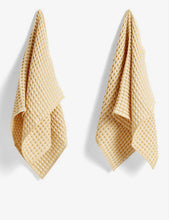 Twist waffled cotton set of two dish cloths and two tea towels