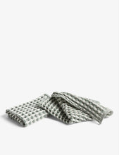 Twist waffled cotton set of two dish cloths and two tea towels