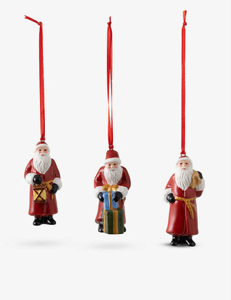 Santa Claus porcelain tree decorations set of three