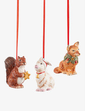 Forest Animals porcelain tree decorations set of three