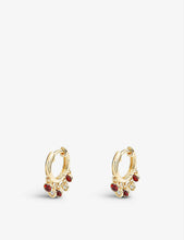 Biography 18ct yellow gold-plated sterling silver and garnet earrings