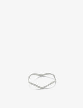 18ct white gold plain wave ring