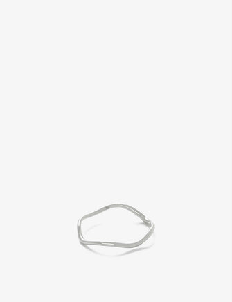 18ct white gold plain wave ring