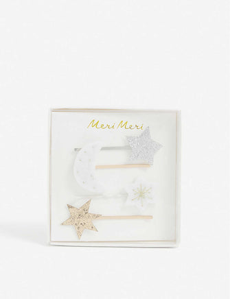 Moon and star hair clips set of four