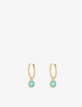 Stilla 18ct yellow gold-plated vermeil sterling silver and amazonite hoop earrings