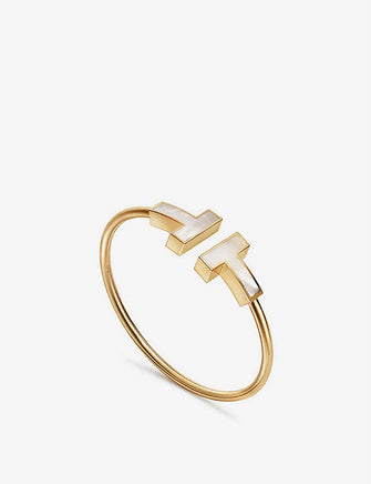 Tiffany T Wire 18ct yellow-gold and mother-of-pearl ring