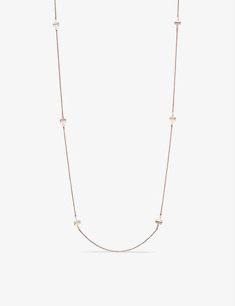 Tiffany T 18ct rose-gold, 0.67ct diamond and mother-of-pearl station necklace