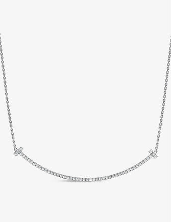 Tiffany T Smile extra-large diamond and 18ct white-gold necklace