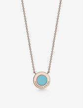 Circle small 18ct rose-gold, 0.03ct brilliant-cut diamonds and turquoise pendant necklace