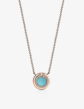 Circle small 18ct rose-gold, 0.03ct brilliant-cut diamonds and turquoise pendant necklace