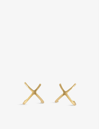 Aria cross 18ct yellow-gold stud earrings