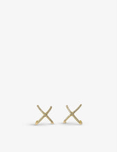 Aria cross diamond and 18ct yellow-gold stud earrings