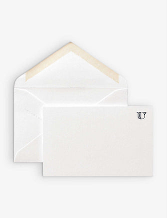 ‘U’-engraved white wove cards box of ten