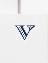 ‘V’-engraved white wove cards box of ten