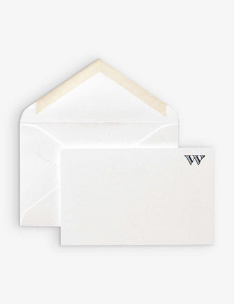 ‘W’-engraved white wove cards box of ten