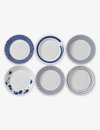 Pacific Lines porcelain pasta bowls set of six