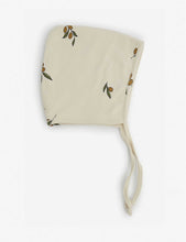 Olive-print organic-cotton bonnet 0-12 months