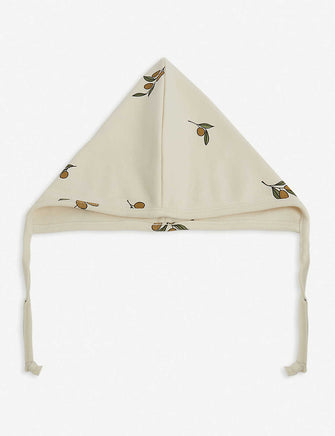 Olive-print organic-cotton bonnet 0-12 months