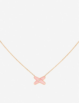 Jeux de Liens 18ct rose-gold, diamond and pink opal pendant necklace