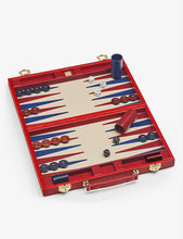 Lizard-embossed leather backgammon set 38cm