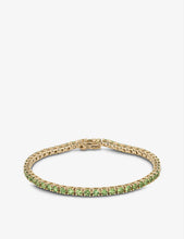 Chunky Tennis green garnet and 14ct yellow-gold bracelet