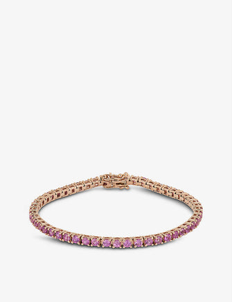 Chunky Tennis pink sapphire and 14ct rose-gold bracelet