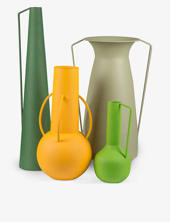 Roman powder-coated metal vases set of four