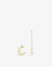 Toi et Moi sterling silver asymmetric crescent moon earrings