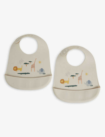 Tilda zoo-print silicone bib set of two