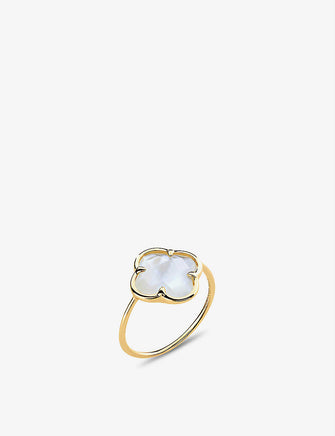 Clover 18ct yellow-gold mother-of-pearl ring