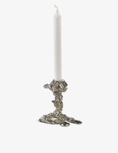 Drip plated aluminium candle holder 14cm