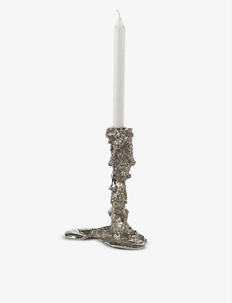 Drip plated aluminium candle holder 25cm