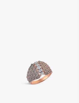 Kismet by Milka Feather Cage 14ct rose-gold and diamond ring