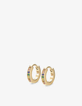 Huggie skinny gem-set 18ct yellow gold-plated vermeil sterling-silver earrings